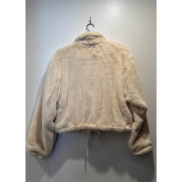 Elevenses Size Small Bristol Faux Fur Bomber Ivory Cream Jacket Anthropologie - Picture 2 of 9